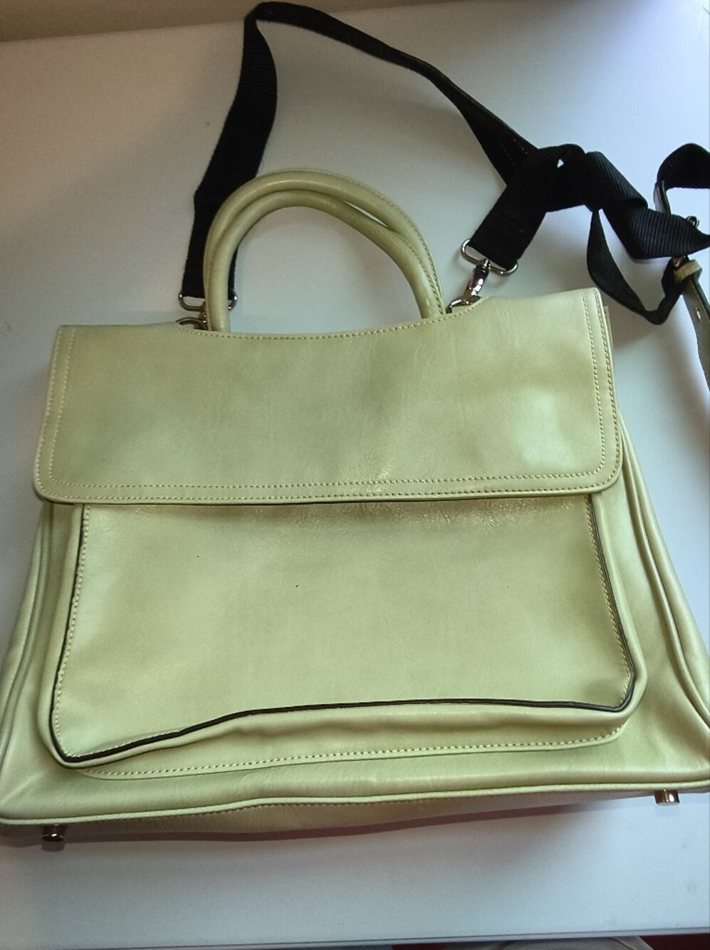 Bellerose Light Green Top-Handle Satchel with Detachable Strap